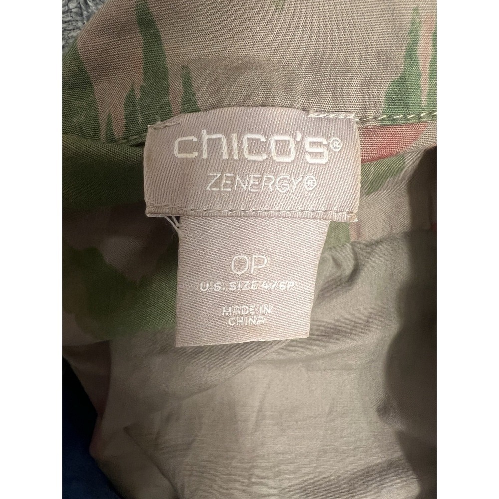 Chico's Zenergy Full Zip Utility Olive Green Jacket Boho Sz 0P - Picture 3 of 4